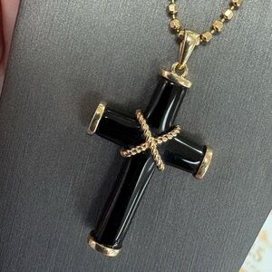 Black and Gold Cross 14k solid gold
